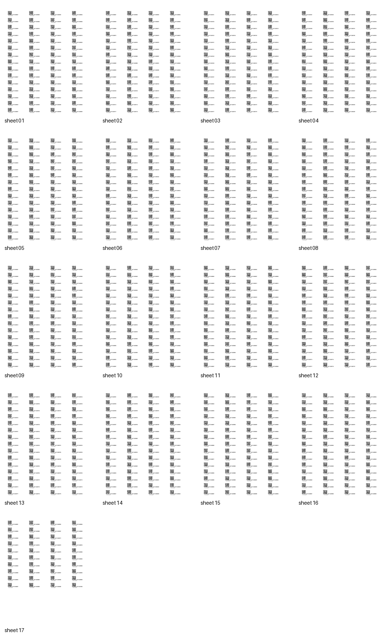 Card Vault QR label sheets used for physical asset indexing.